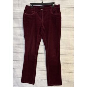 White House Black Market Noir Velour Pants Burgundy Women's 10R Slim Leg